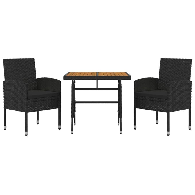 vidaXL - 3-delige - Tuinset - poly - rattan - zwart