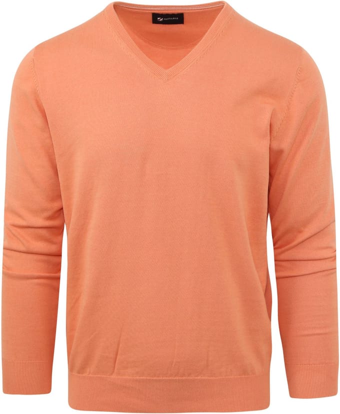Suitable Pullover Vini V-Hals Oranje - Maat M - Heren