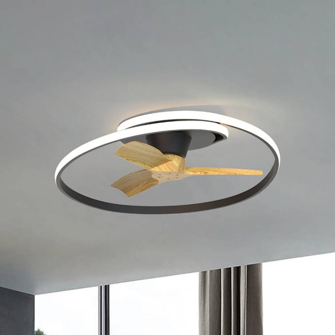Mantra Iluminación LED plafondventilator Ocean zwart/hout DC stil Ø 78 cm CCT