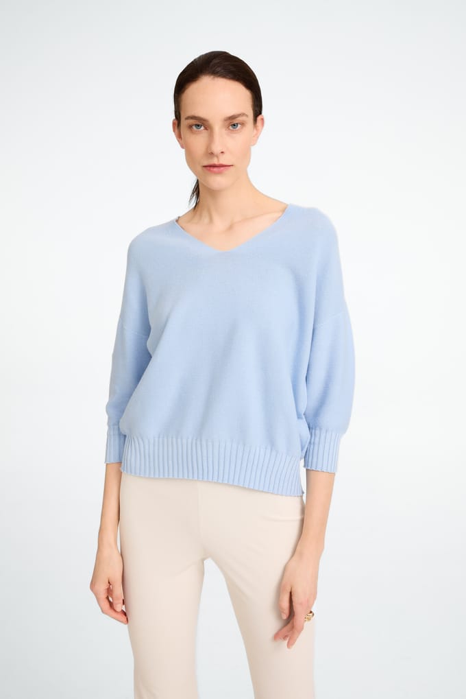 Seamless cotton pullover 317 | Azzurro - Azzurro / S