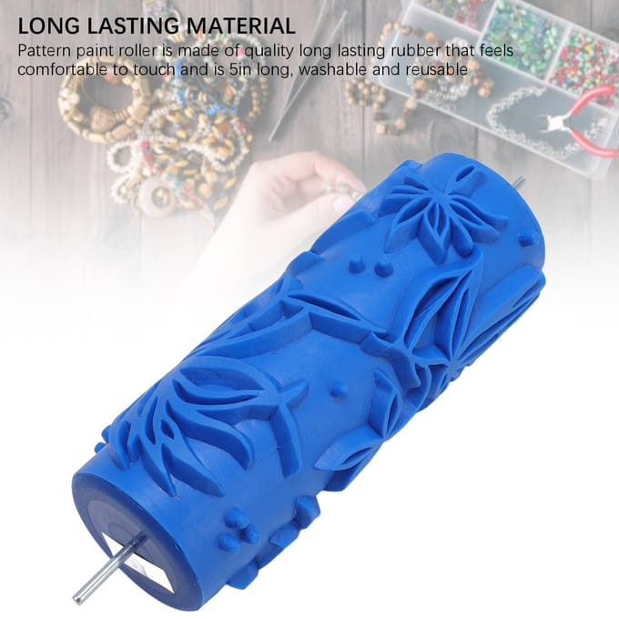 Patroon Verfroller 5in Borstelhuls Textuur Stencil voor Muren Plafond Decoratieve Coating blue