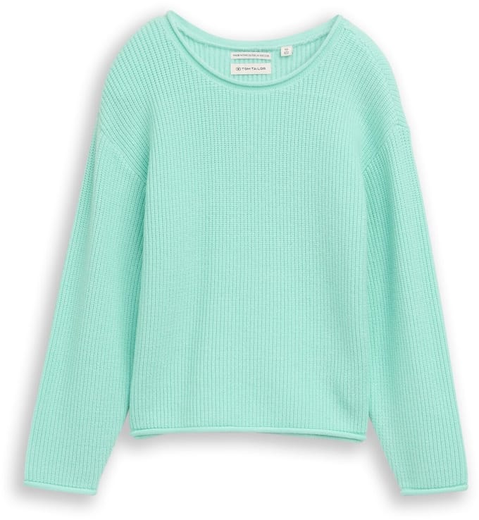 Tom Tailor - Cropped gebreide trui met ronde hals - Maat 128/134 - Light Mint