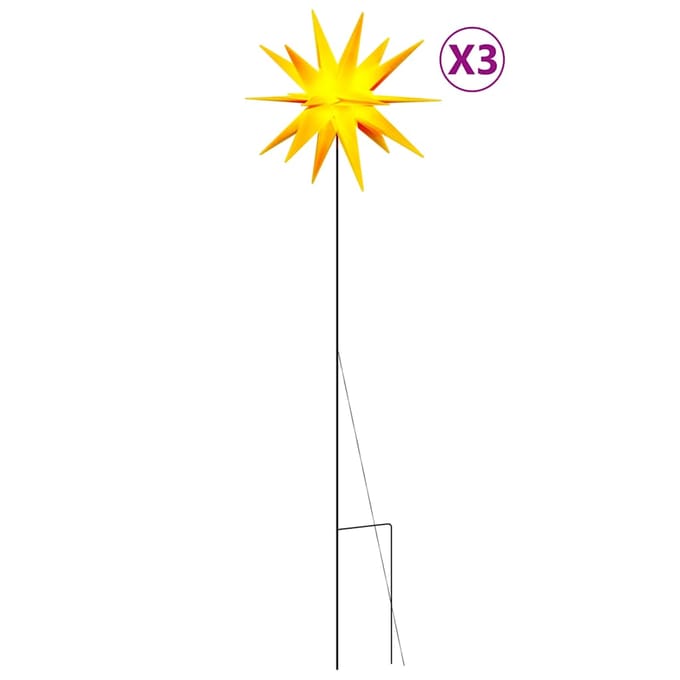 vidaXL - Kerstlampen - met - grondpin - en - LED's - 3 - st - 35 - cm - geel