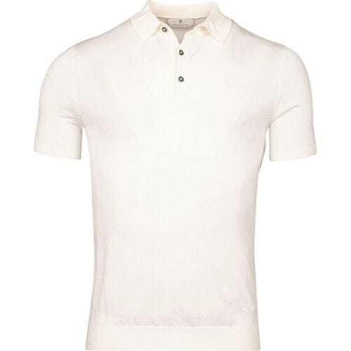 Thomas Maine Polo Uni Color Fine Merino Single Knit Ecru / male