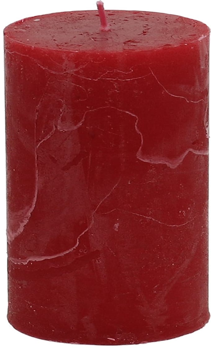 Effen pilaarkaarsen, donkerrood, 70x100mm (set van 4) – Lang brandende
