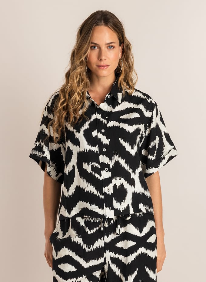 IVY BEAU Cenna Tops - Black/Multi-Colour - maat 40