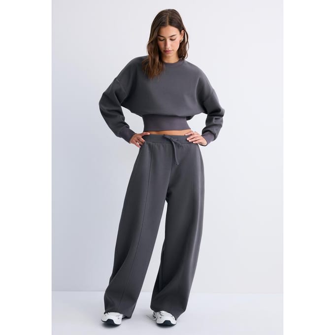 Stradivarius Wide-leg barrel joggingbroek  Donkergrijs XL
