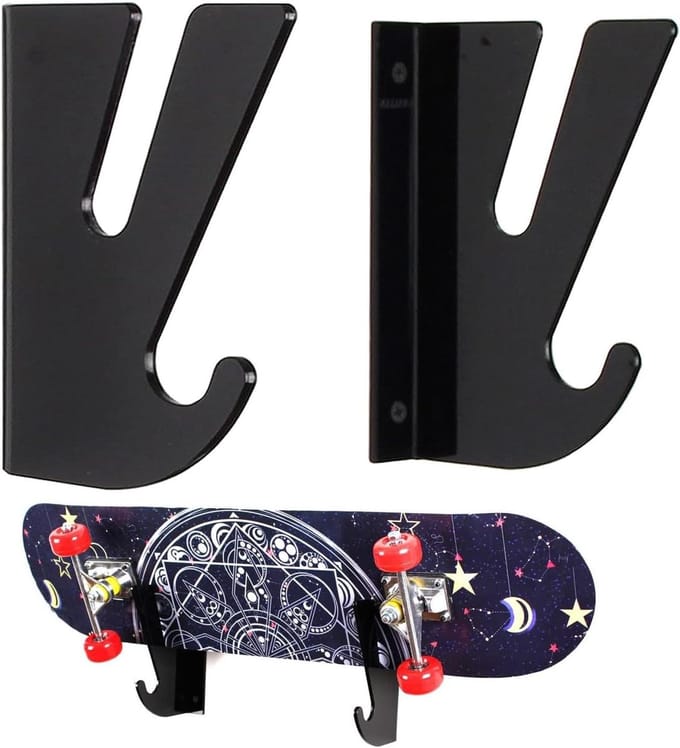Skateboard Muurbeugel - Display Stand Hanger - Borden Tonen - Stevig Acryl - Zwart