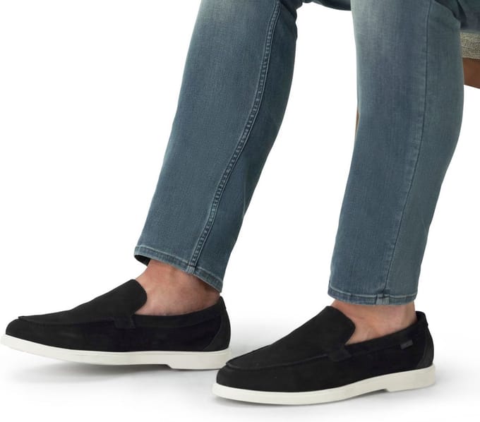 Manfield - Heren - Zwarte suède loafers - Maat 44