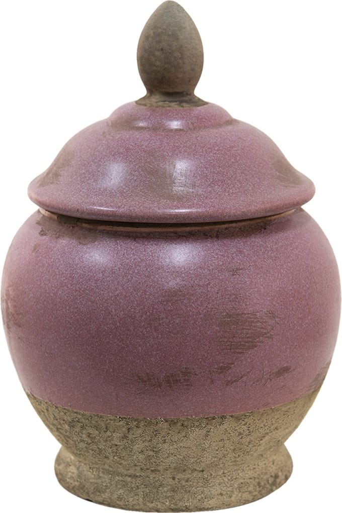 Clayre & Eef Voorraadpot Ø 19x26 cm Roze Beige Keramiek