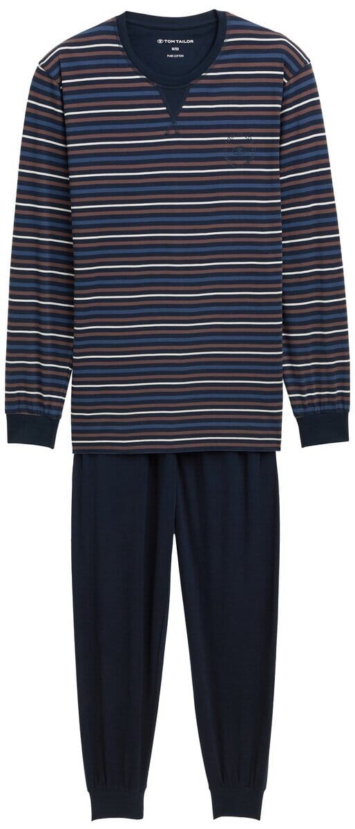 Tom Tailor - Pyjamaset met gestreept patroon - Maat 48 - brown-dark-ringlet