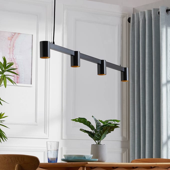 Arcchio hanglamp Brinja, zwart, 120 cm, 4-lamps, GU10