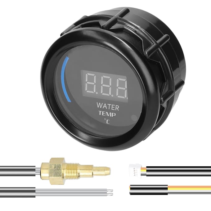 Jauge de température d'eau de 52mm, compteur numérique de voiture, affichage LED 20-120celsius avec fonction d'alarme de capteur pour noir