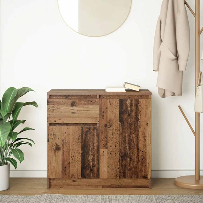 vidaXL - Dressoir - met - lade - 71x35x65 - cm - spaanplaat - oud - hout