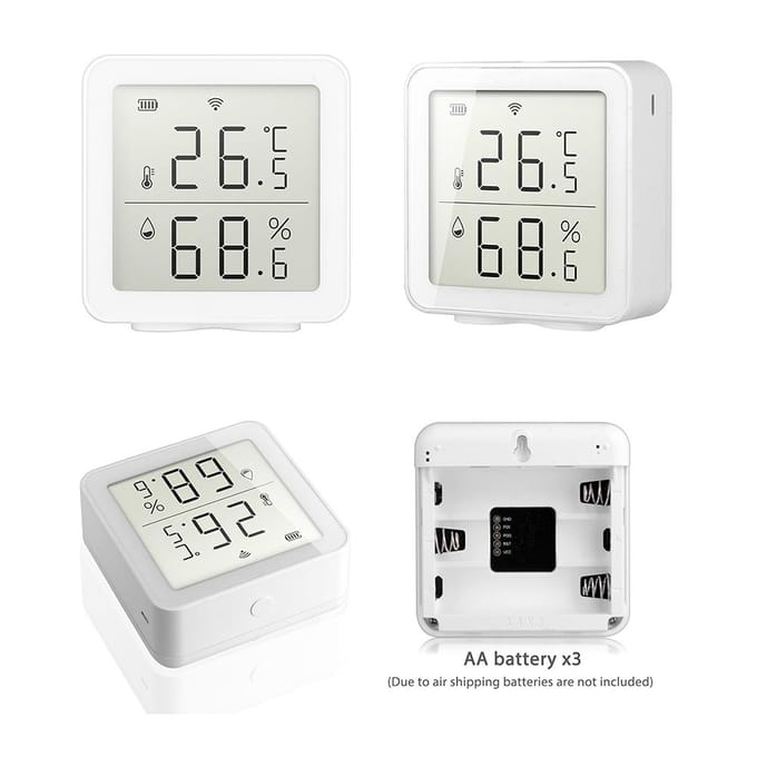 Slimme WiFi Vochtigheidssensor Hygrometer Buiten Binnen Thermometer Digitaal LCD-scherm Temperatuur wit