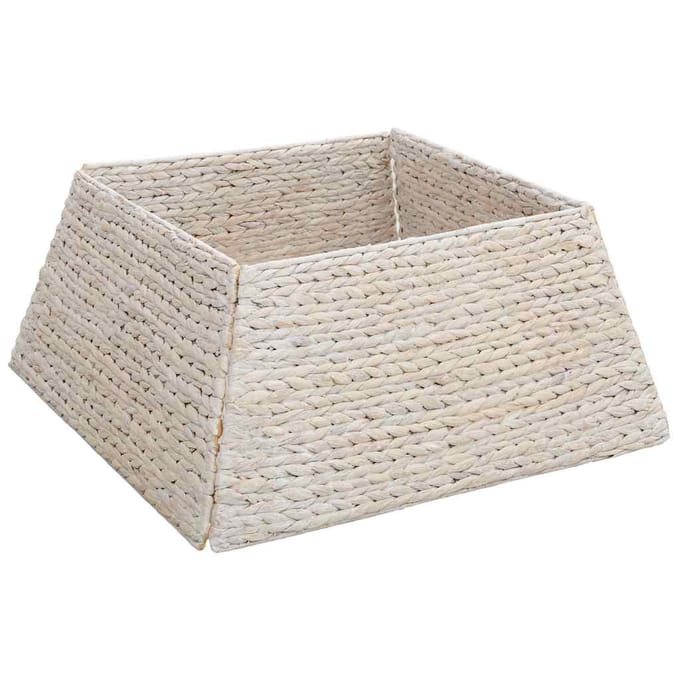 vidaXL - Kerstboomkraag - Vierkant - Wit - 60 - x - 60 - x - 28 - cm - Waterhyacint