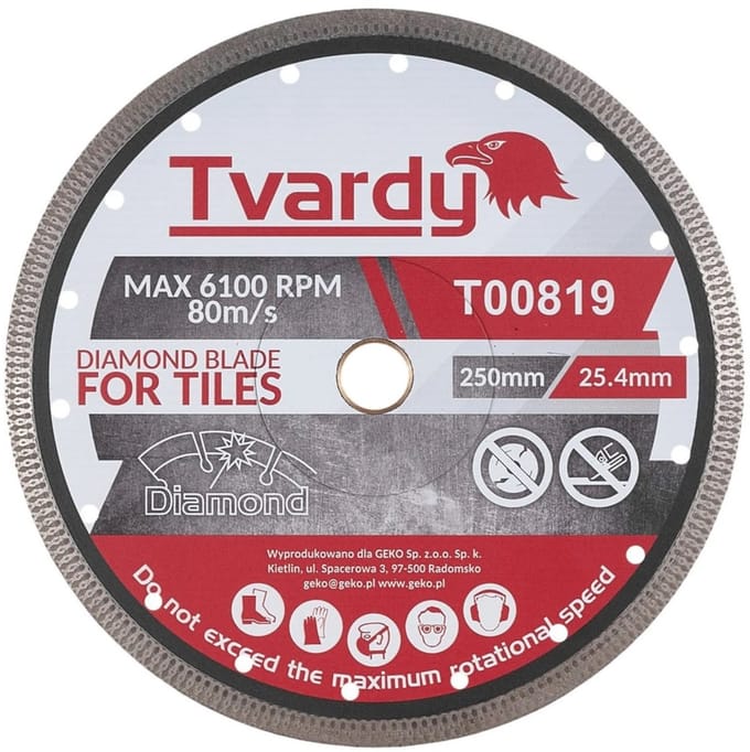 Tvardy Diamantschijf - Gesloten Rand - Voor Gres en Natuursteen - 250 mm - Universeel Gebruik