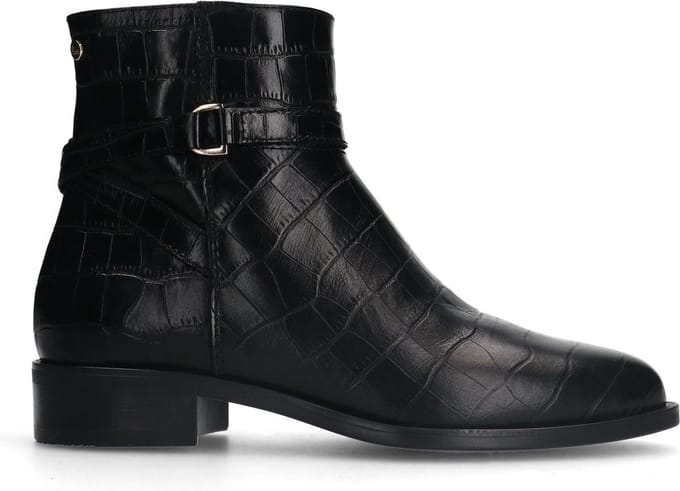 No Stress - Dames - Zwarte leren laarsjes met crocoprint - Maat 41