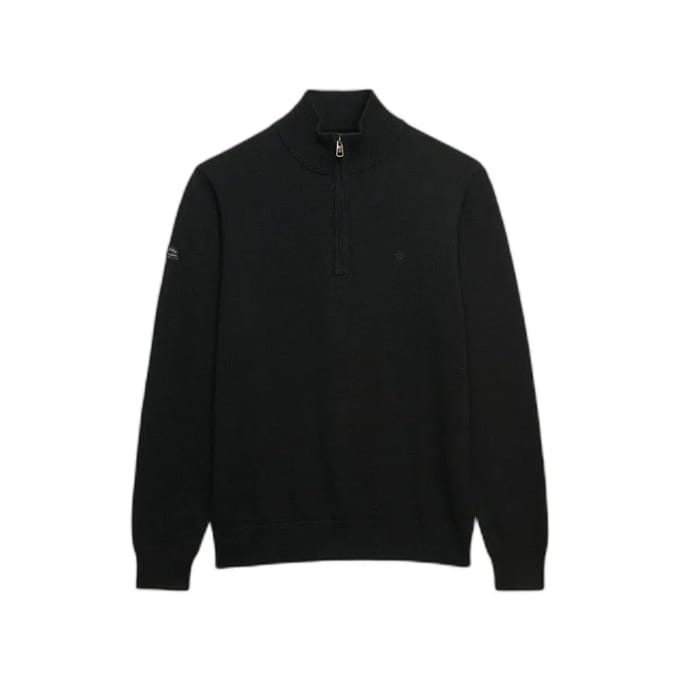 Superdry - Essential Lichtgewicht Wol Blend Half Zip Trui Slanke Pasvorm - Heren - Sweaters