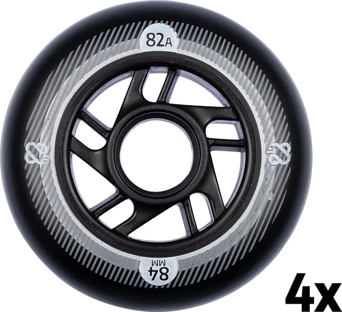 Nijdam Inline Skate Wielen Set - 84x24 mm - 4st - Black/Zwart