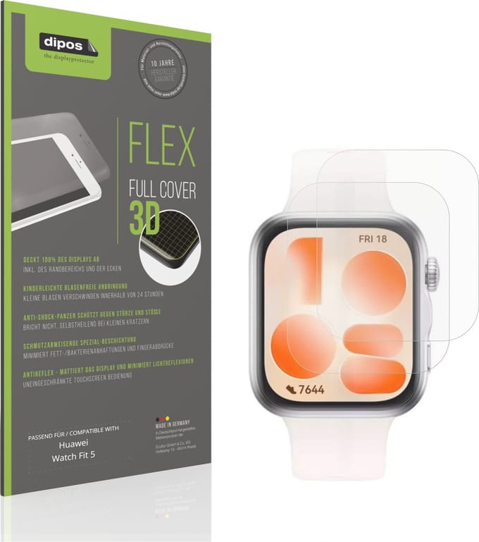 dipos FLEX – 2x Matte Screenprotector geschikt voor Huawei Watch Fit 5 | Volledige Schermbescherming | Case-Friendly