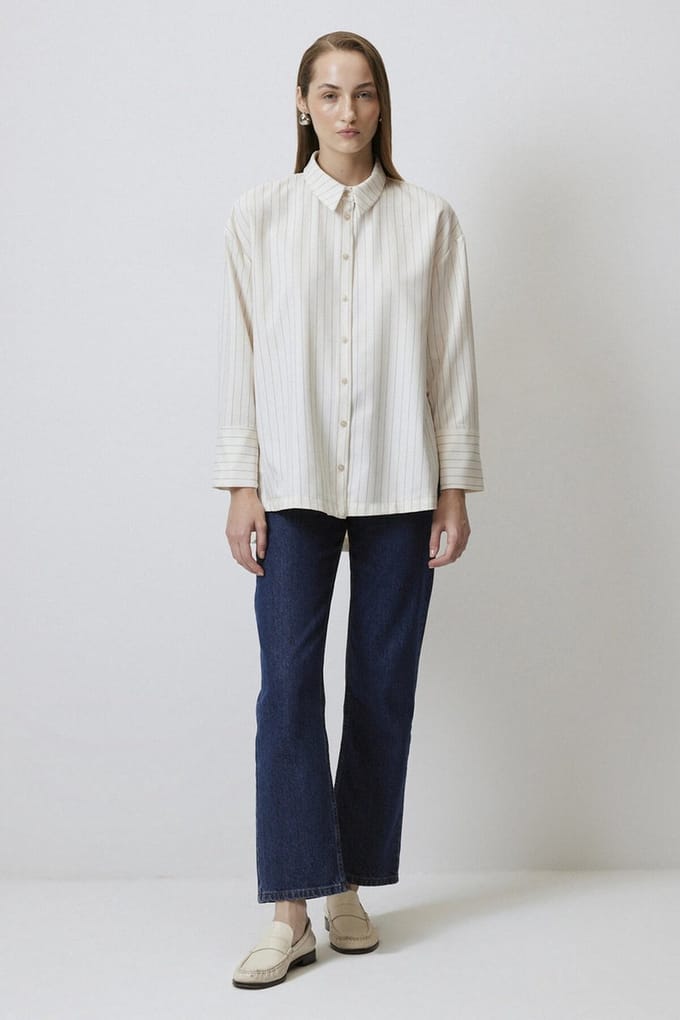 Touché Privé - Oversize gestreept overhemd - Crème - Dames