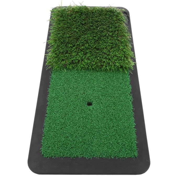 2?in?1 Golf Swing Oefenmat Golf Slagmat PP Kunstgras Rubber Pad black