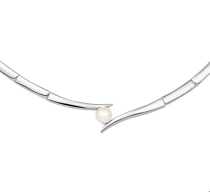 Zilver Gerhodineerde Collier tussenstuk parel 4 1326621