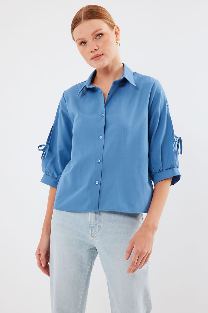Crop Shirt met Strik