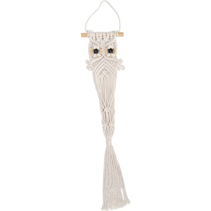 Handgemaakte Uil Macramé Wanddecoratie Katoen Gedroogde Bloem Zakje Set Huisdecoratie white