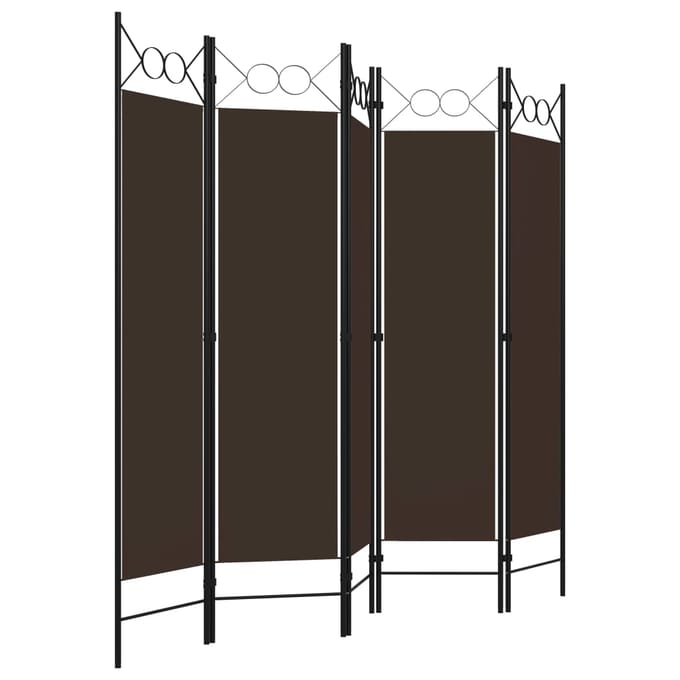 vidaXL - Kamerscherm - met - 5 - panelen - 200x180 - cm - bruin