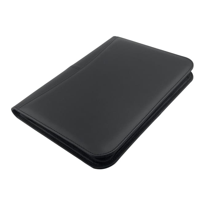 Bisofice Business Padfolio A4 PU lederen portfolio-organizer met ritssluiting voor sollicitatie-cv-document zwart