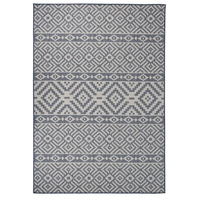 vidaXL - Buitenkleed - met - patroon - platgeweven - 160x230 - cm - blauw