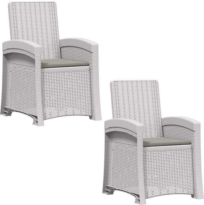 vidaXL - Ligstoel - Rieten - Look - 2 - st - Wit - en - Lichtgrijs - PP