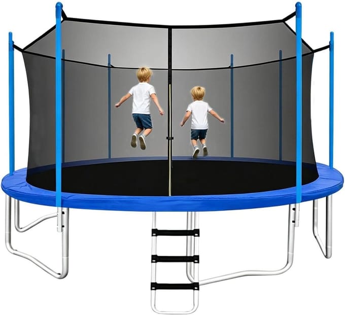 Trampoline Veiligheidsnet - Trampoline Omheining - Veilig Springen - Ademend Weerbestendig - 12/14 ft - Zwart