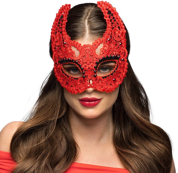 Boland - Kanten masker Duivel - Volwassenen - Duivel - Demoon - Halloween - Cosplay - Themafeest - Carnaval