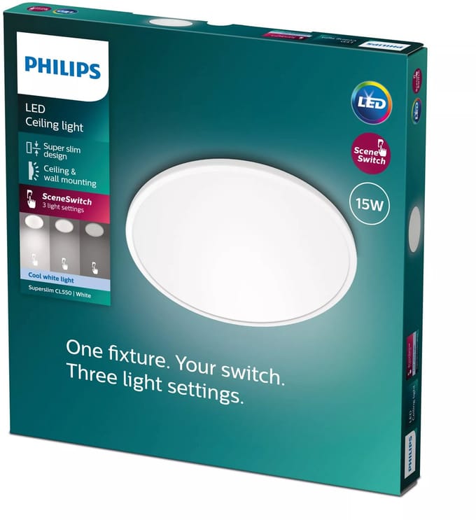 Philips Super Slim plafonnière - koelwit licht - 15W