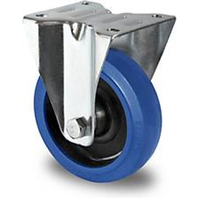 CASCOO bokwiel R4F1, met wiel ø 100 mm x B 35 mm, polyamide velg, elastisch loopvlak, blauw, rollager, tot 150 kg