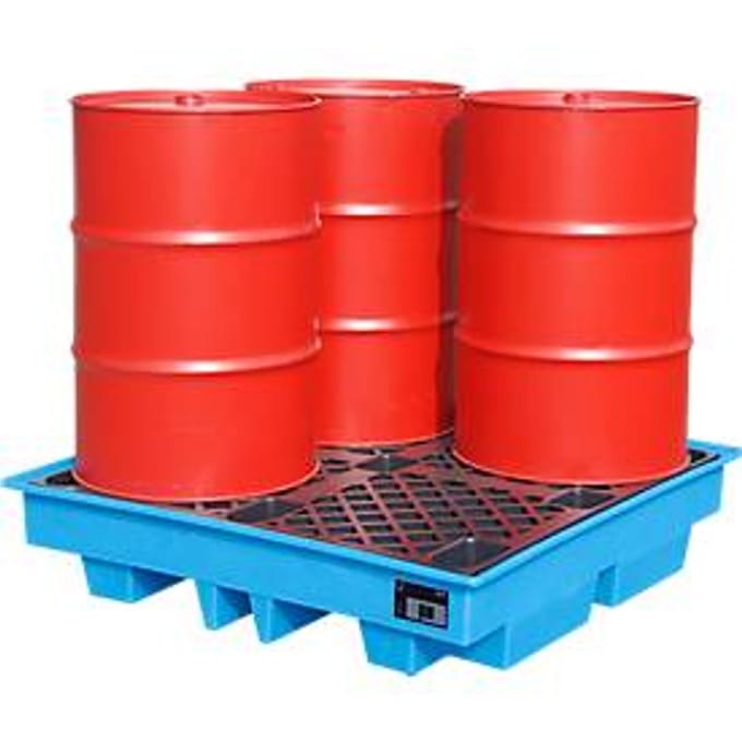 PE-lekbakken voor 4 x 200 liter vaten