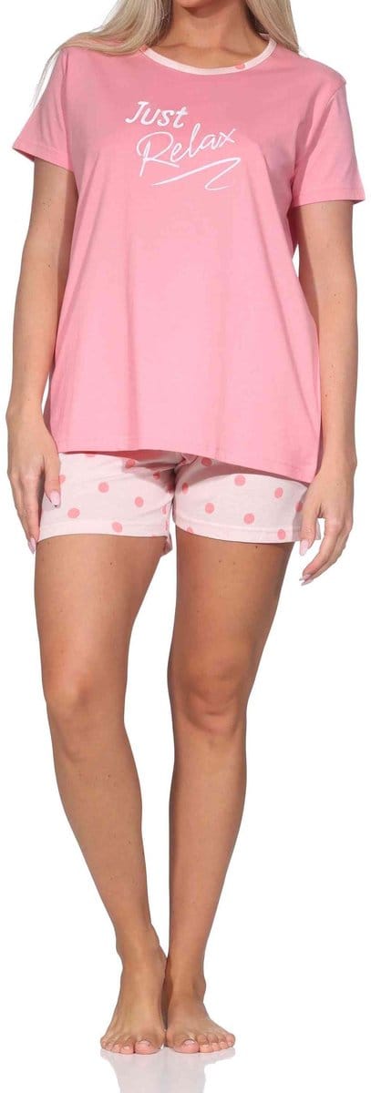 Normann dames shorty pyjama korte mouw in polkadots look