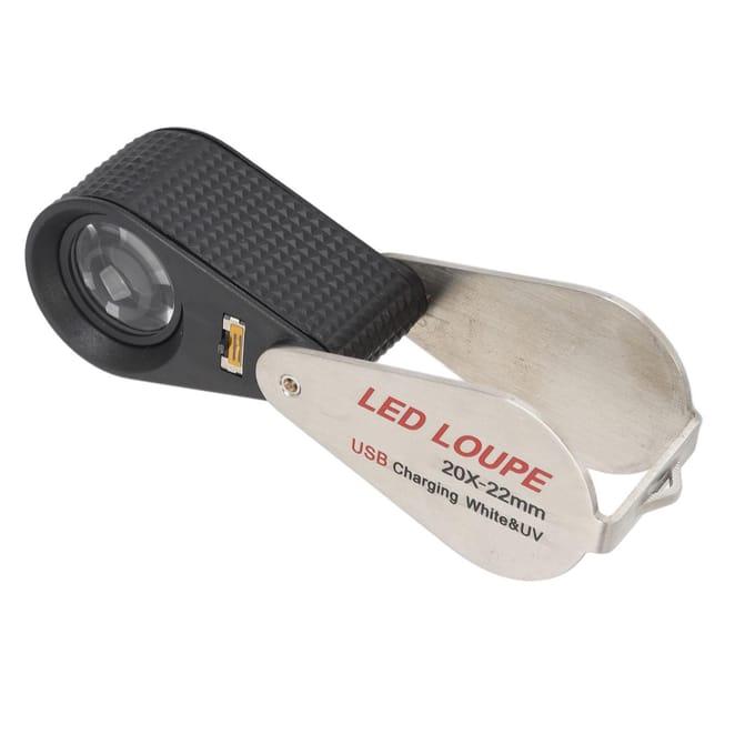 20X Opvouwbaar Vergrootglas Draagbaar Oplaadbaar Zakvergrootglas met LED-lampjes voor Munt
