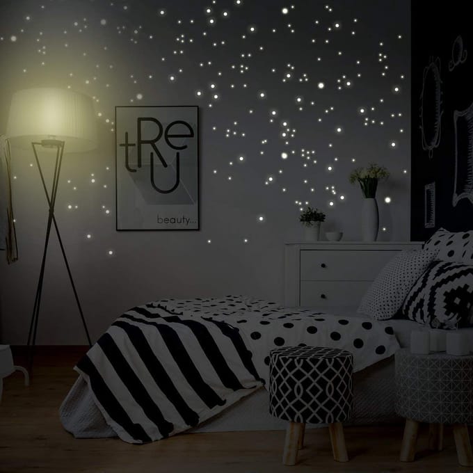 250 ronde fosforescerende decoratieve muurstickers