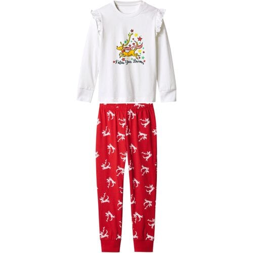 Lidl Kinder kerstpyjama The Grinch (Wit/rood, 98/104)