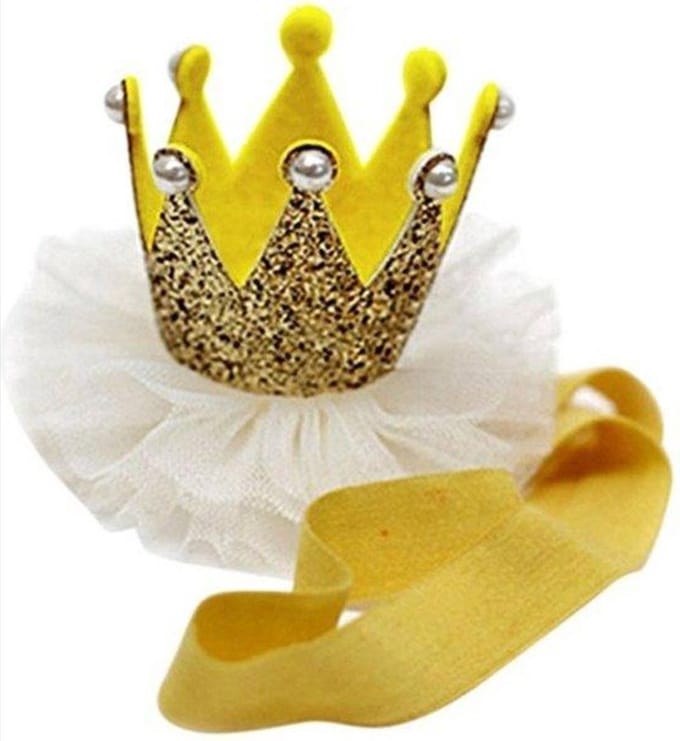 *** Baby's Gouden ~ Kroontje ~ Haarband - van Heble® ***