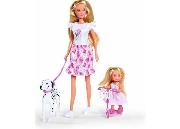 Steffi Cute Walk met Dalmatiër, Evi en step Tienerpoppen