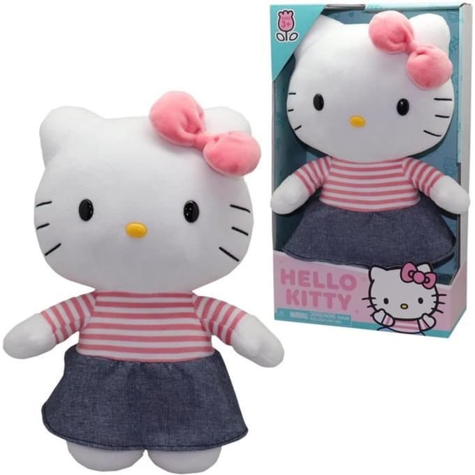 Pluche - GPTOYS - HELLO KITTY - HKT131 - Model met spijkerjurk - 30 cm - Vanaf 3 jaar