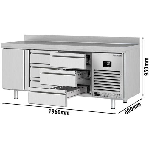 GGM Gastro Kühltisch Premium PLUS - 1960x600mm - mit 1 Tür - 6 Schubladen - mit Aufkantung