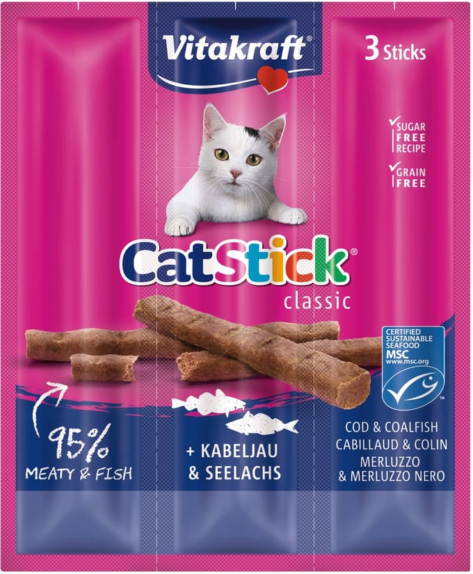 Vitakraft Catstick Mini - Kabeljauw & Tonijn - Kattensnack - 3 sticks