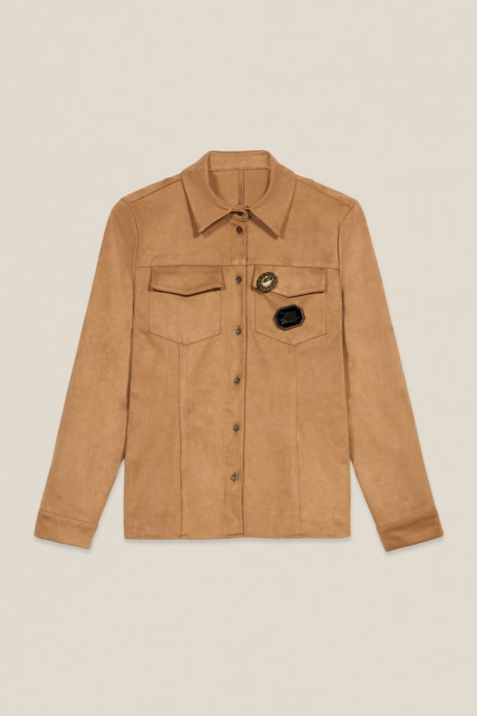 Oltre Suede-effect Shirt With Pins Brown Taglia: 48 | Magliette intime Outlet | Donna | Marrone