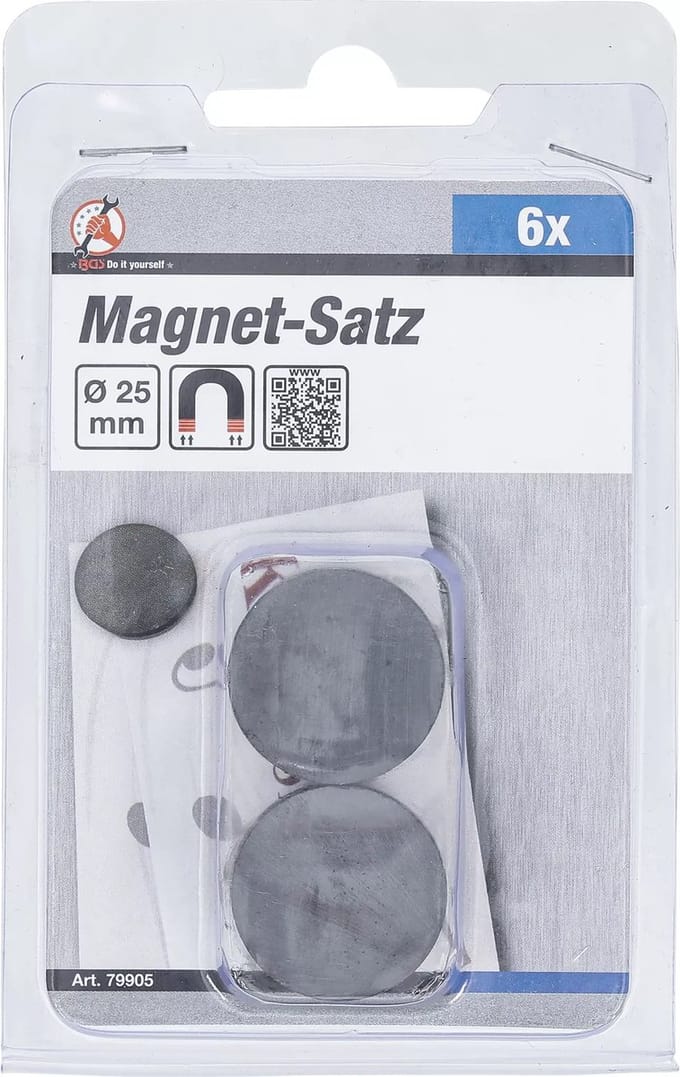 BGS Magneetset - keramiek - Ø 25 mm - 6 delig